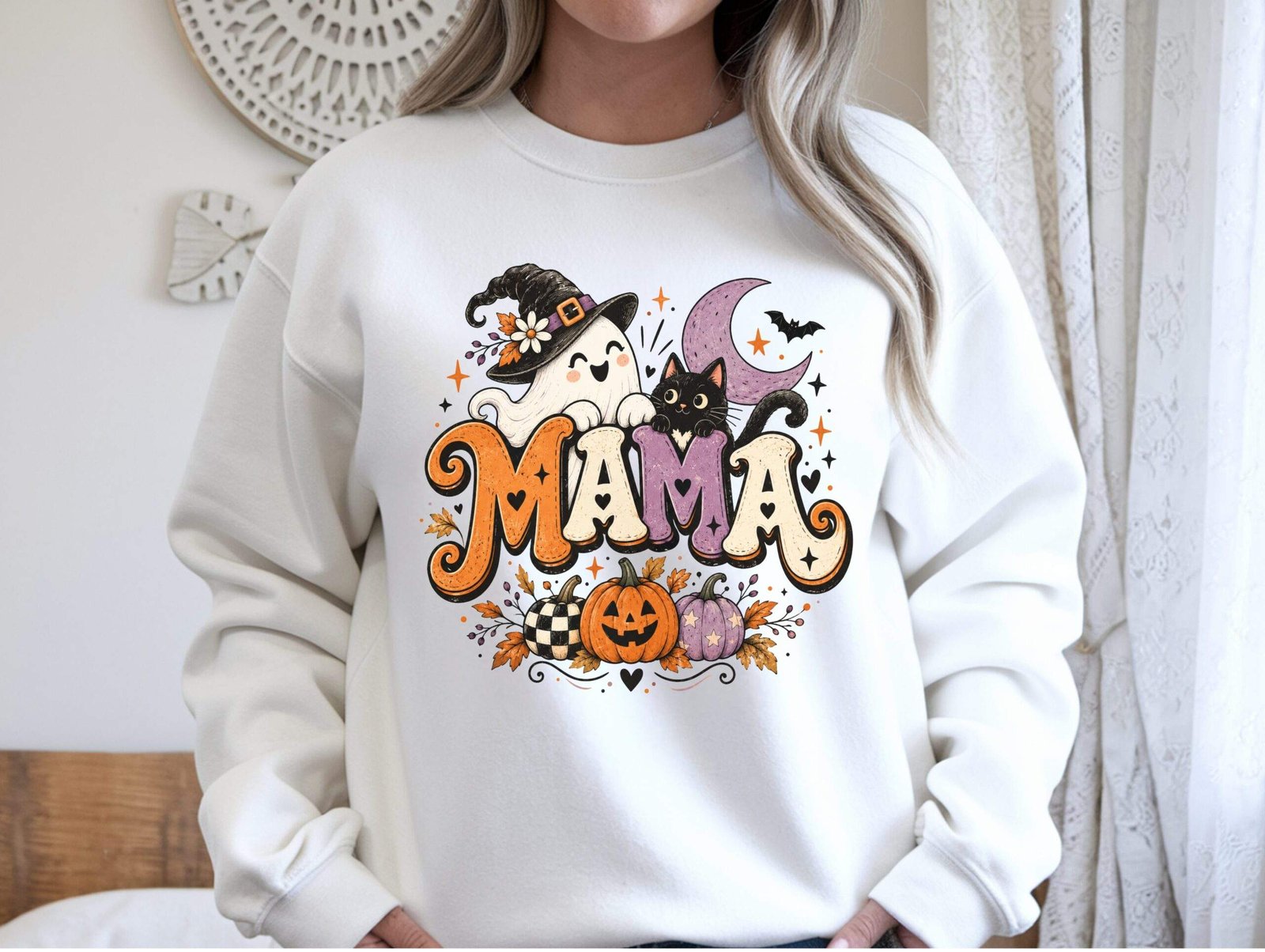 Halloween Mama Crewneck – Cute Halloween Sweatshirt - Image 2