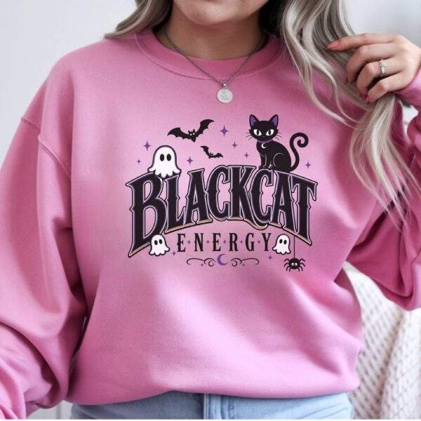 Black Cat Energy Halloween Crewneck – Spooky Black Cat Sweatshirt