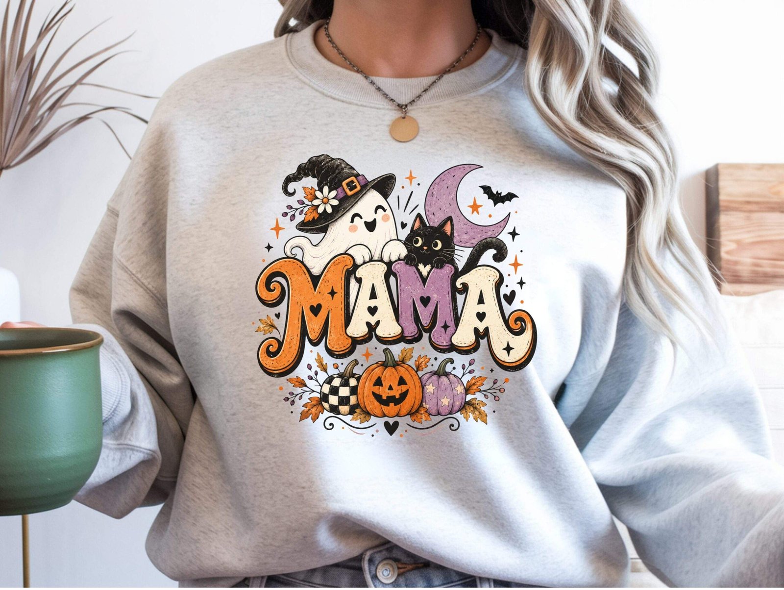 Halloween Mama Crewneck – Cute Halloween Sweatshirt - Image 4