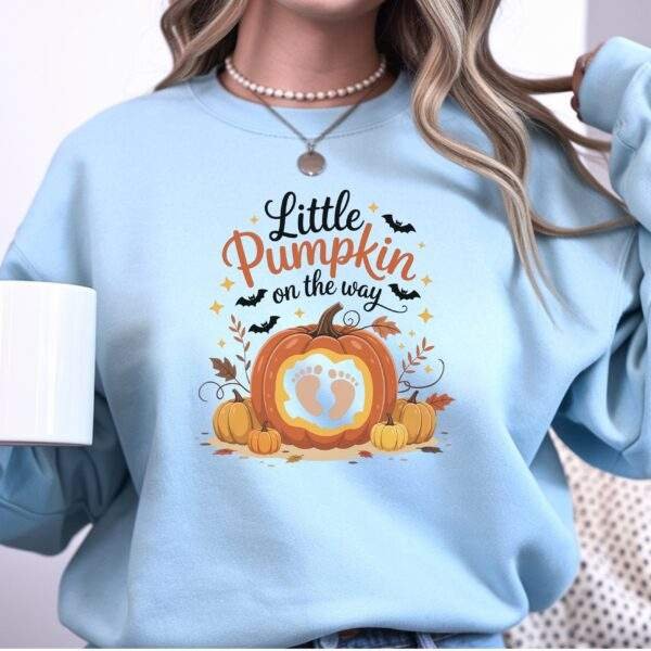 Little Pumpkin on the Way Sweatshirt – Cute Halloween Pregnancy Announcement Crewneck