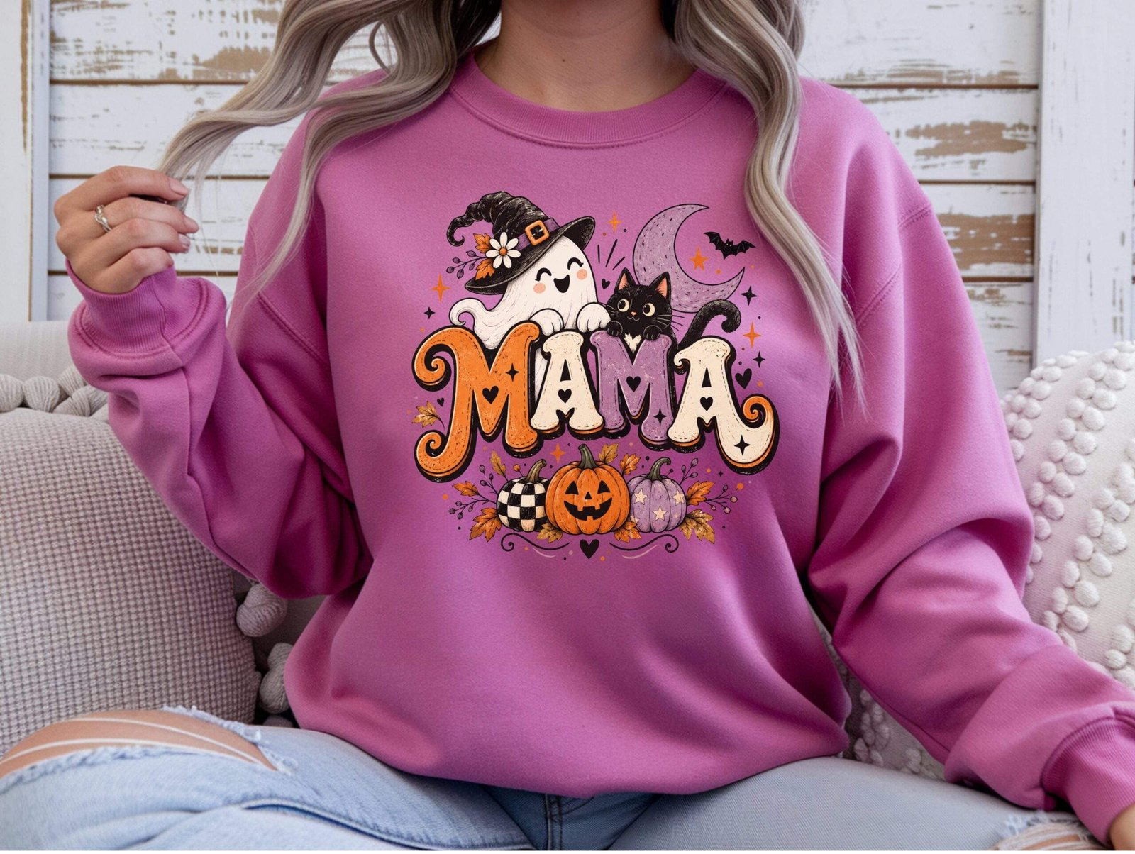 Halloween Mama Crewneck – Cute Halloween Sweatshirt - Image 3