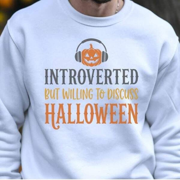 Introverted But Willing to Discuss Funny Halloween Crewneck