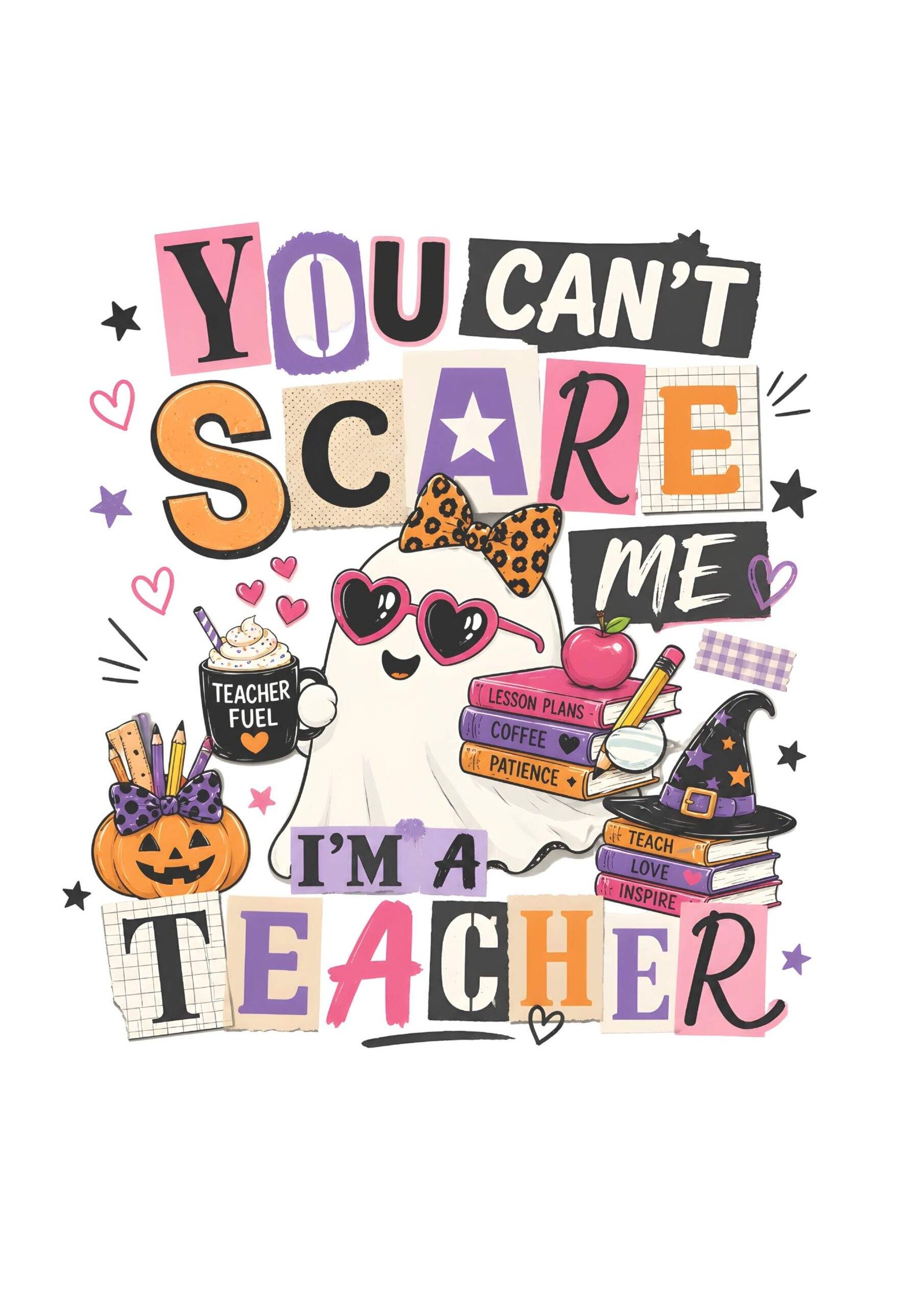 You Can't Scare Me I'm a Teacher Crewneck Sweatshirt – Funny Halloween Teacher Sweatshirt - Image 6