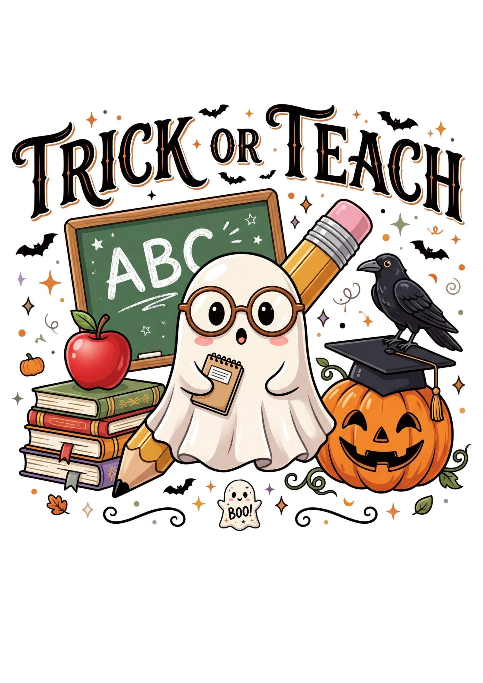 Trick or Teach Crewneck Sweatshirt – Funny Halloween Teacher Sweatshirt - Image 6